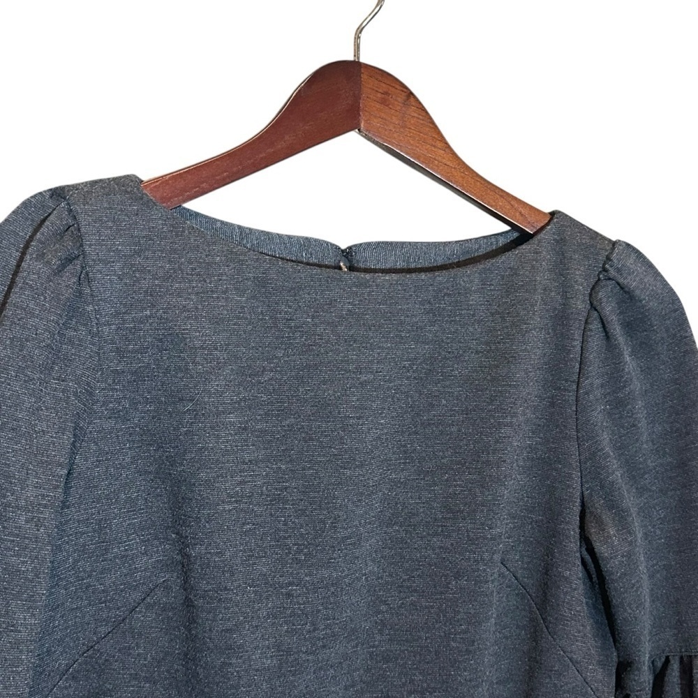 Harold’s Dark Gray 3/4 Length Bell Sleeve Shift Knee Length Dress Women’s Size 6 - Picture 2 of 7